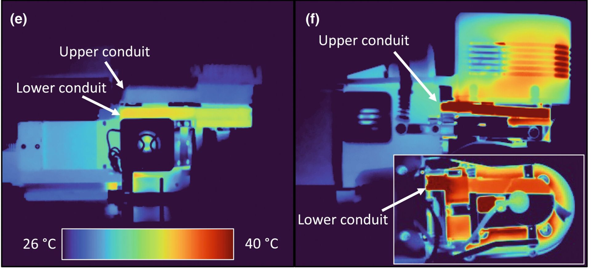 Temperature gradients in LI-6400XT and LI-6800 Portable Photosynthesis Systems Thermal images showing temperature differences between upper and lower gas exchange conduits in two portable photosynthesis systems
